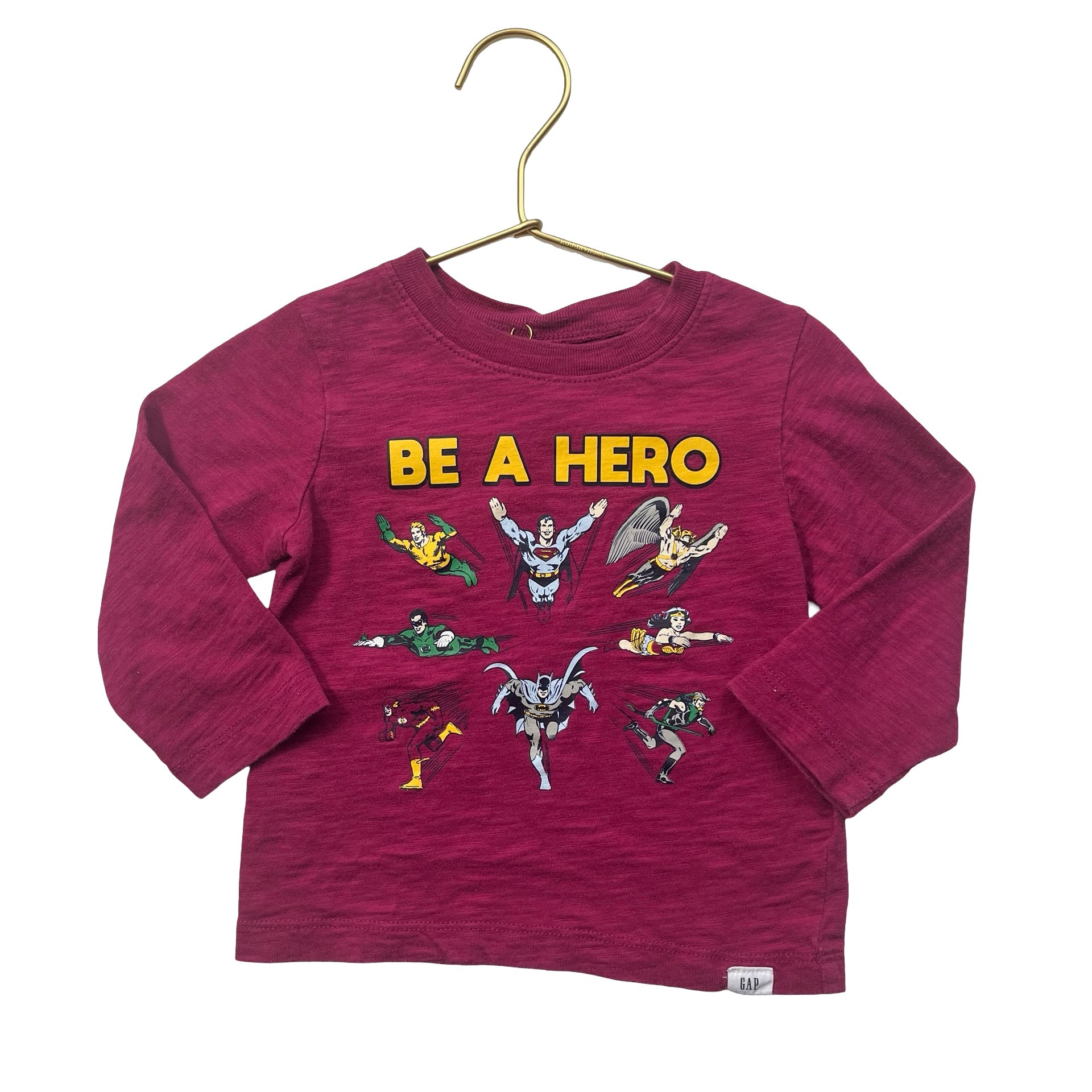 Baby Gap x DC Comics Purple 'Be a Hero' Shirt - Size 12 - 18 Mo - Bounce Mkt