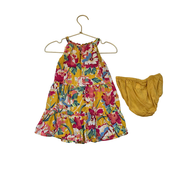 Baby Gap Yellow & Red Floral Sleeveless Dress & Bloomer - Size 2 - Bounce Mkt