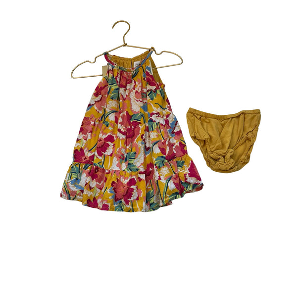Baby Gap Yellow & Red Floral Sleeveless Dress & Bloomer - Size 2 - Bounce Mkt