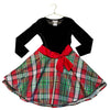Bonnie Jean Black Velour & Red, Green, Metallic Silver Plaid Dress - Size 6X