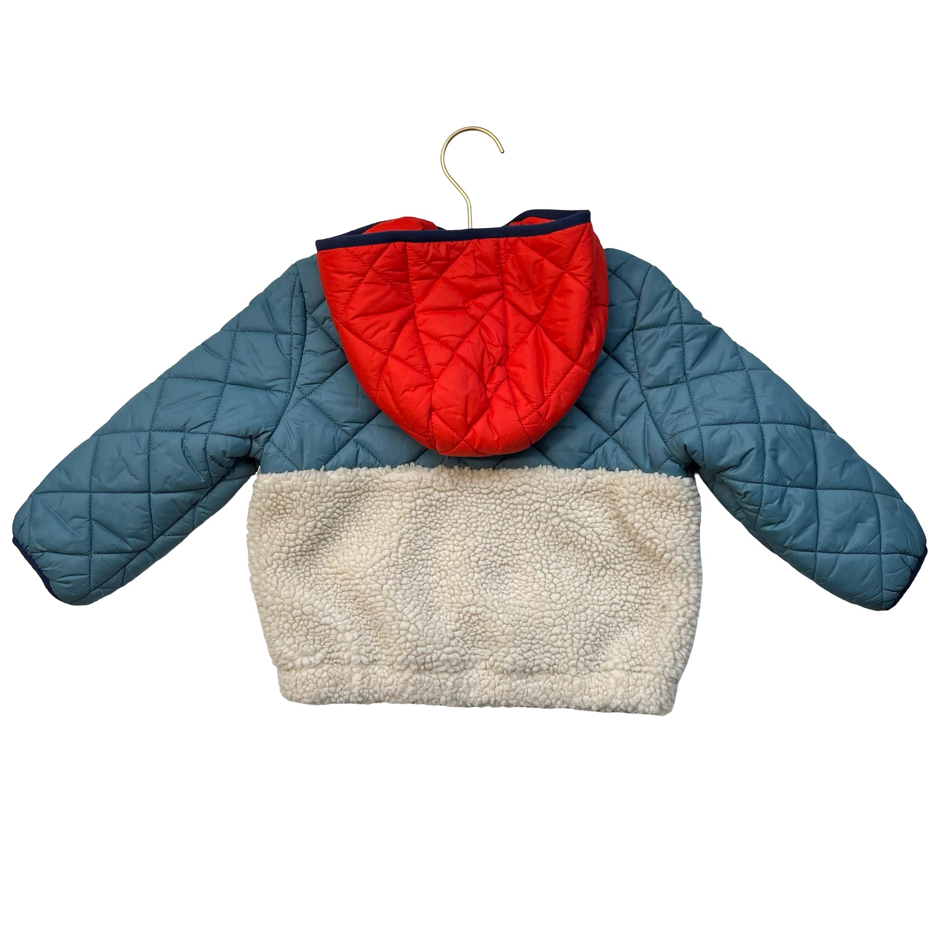 Mini Boden Sherpa & Teal Quilted Jacket - Size 2-3Y