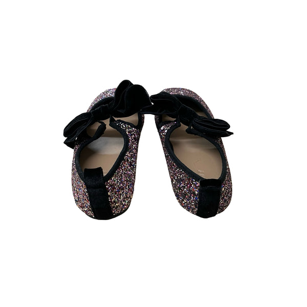 Old Navy Multi-Color Glitter & Black Velvet Bow Shoes - Size 1Y