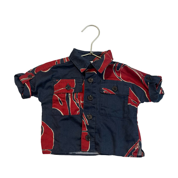 Banana Republic Baby Navy & Red Print Button Down - Size 6 - 12 Mo - Bounce Mkt
