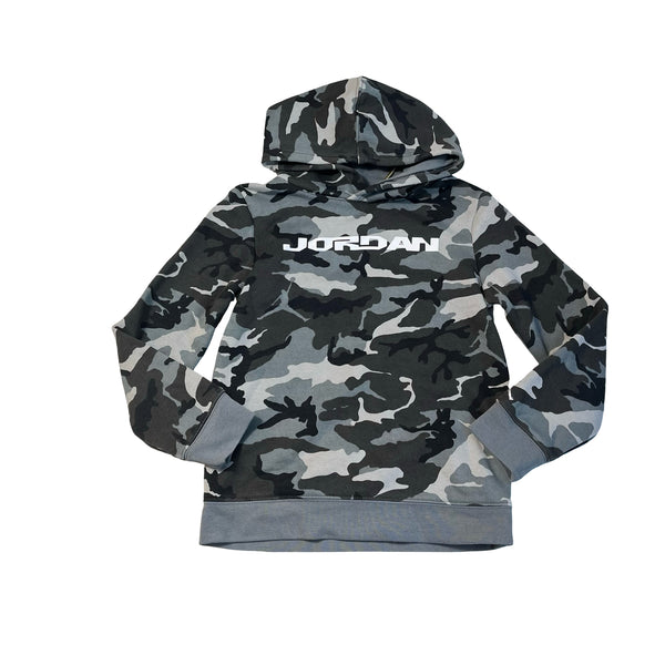 Nike Jordan Gray Camouflage Hooded Sweatshirt - Size 7