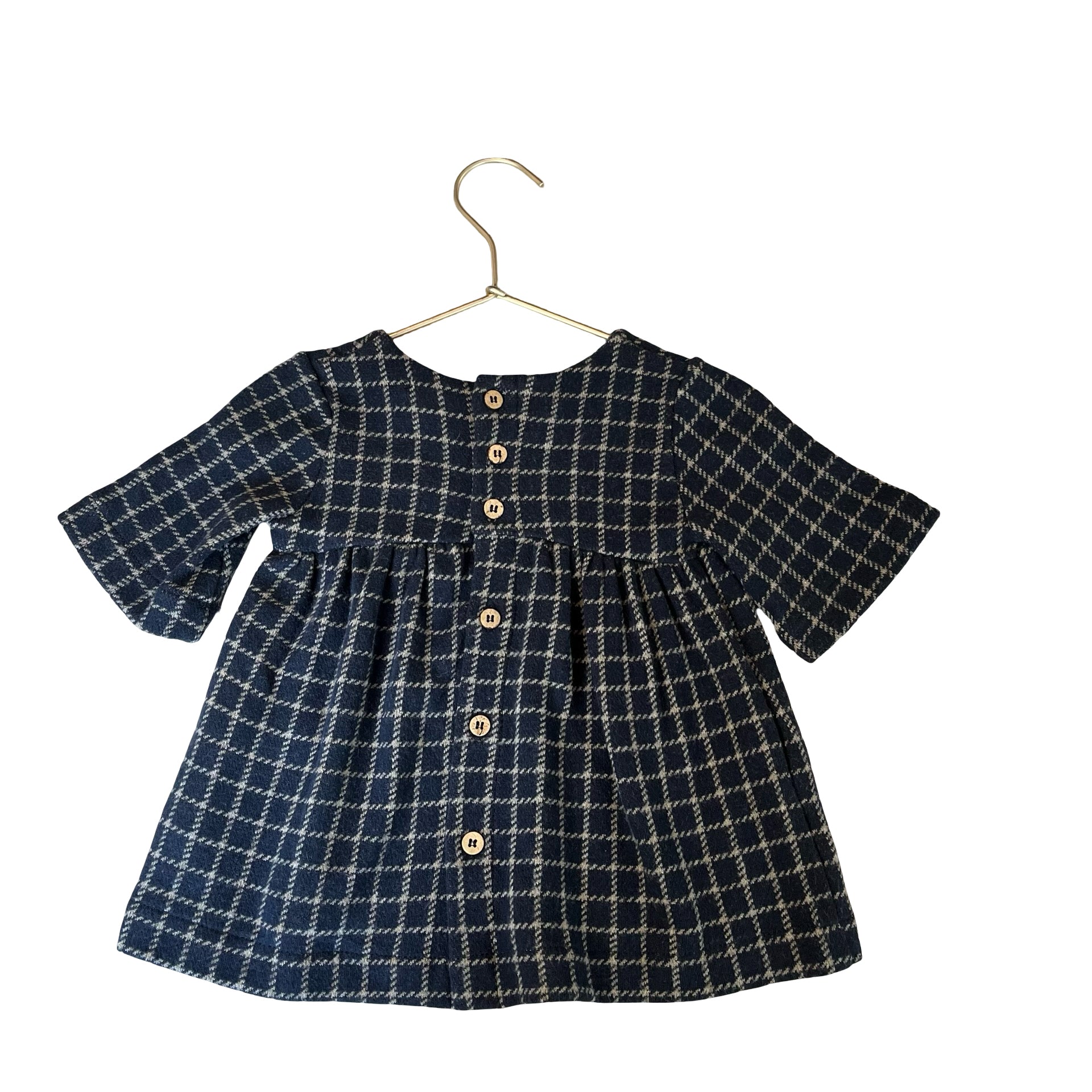 1 + in the family Navy & Tan Windowpane Plaid Dress - Size 6 Mo