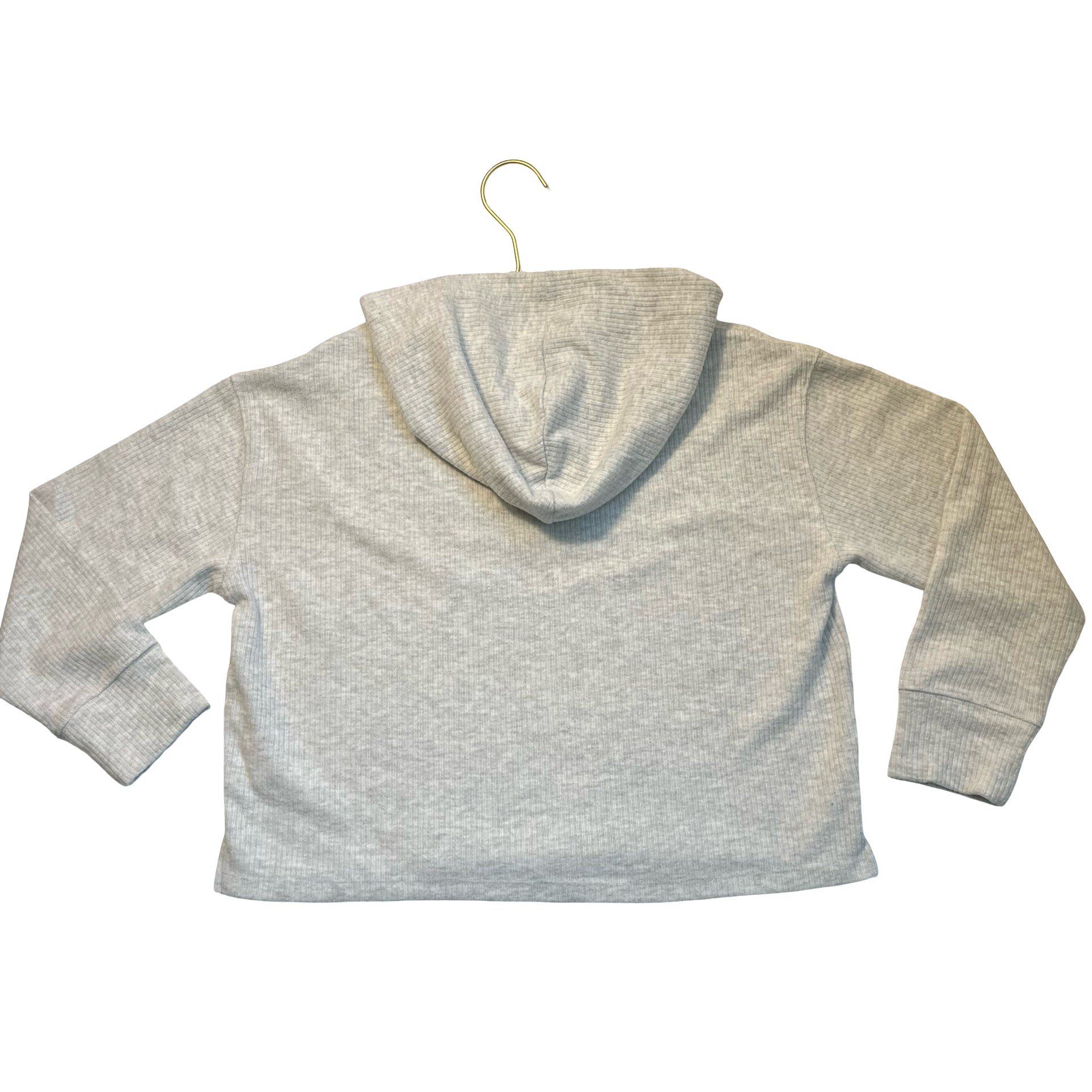 Old Navy Light Gray Ribbed Hooded Shirt - Size L 10-12
