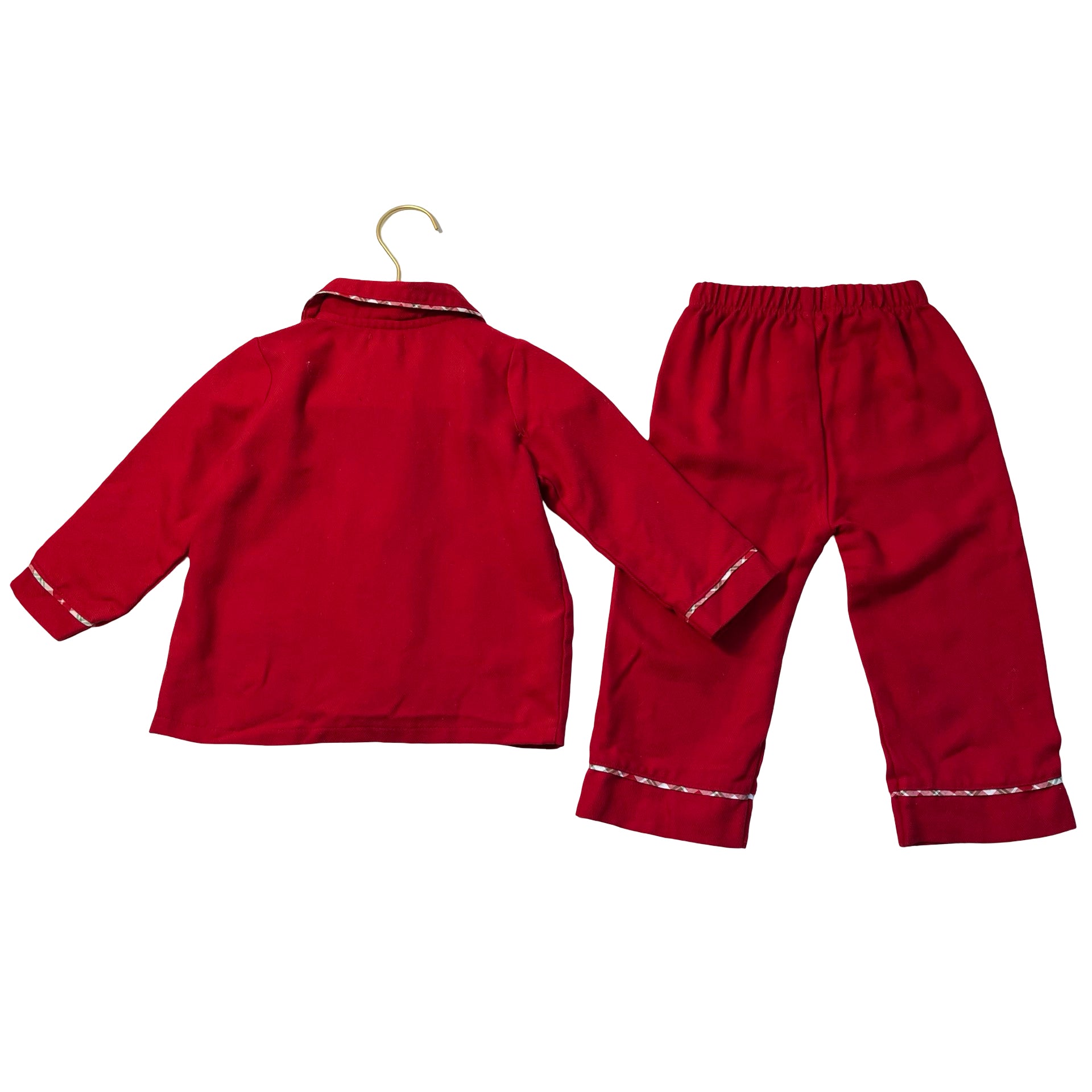 Mud Pie Red Plaid Trim Pajama Set - Size 12-18 Mo