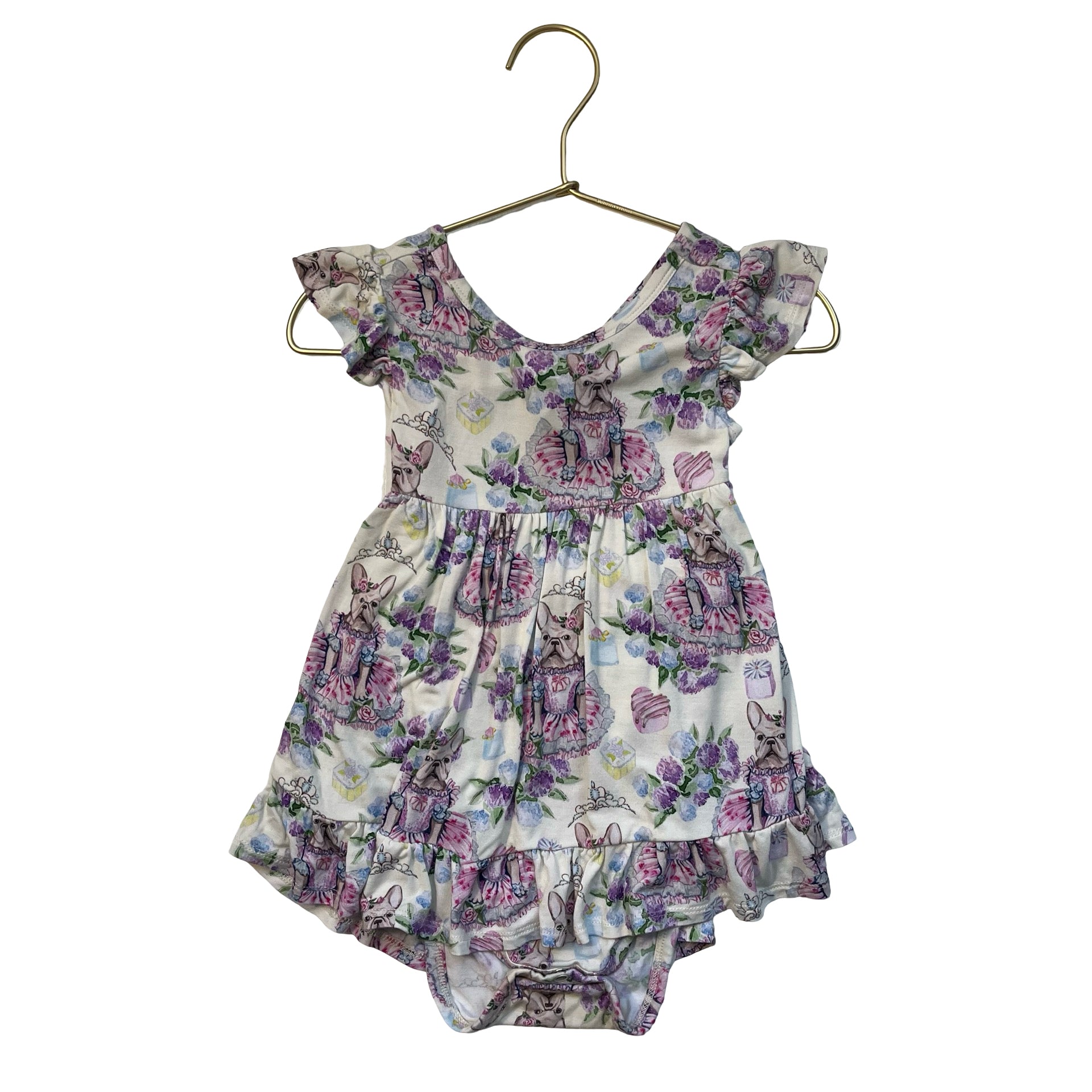 Posh Peanut Frenchie Dog Princess Bodysuit Dress - Size 18-24 Mo