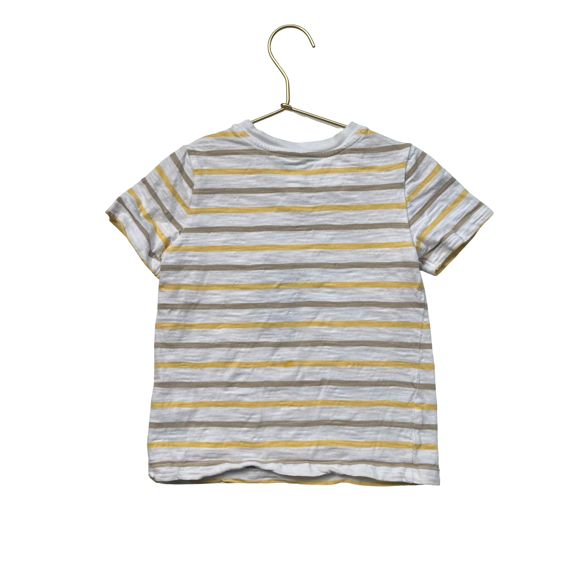 Janie and Jack Ivory, Tan & Yellow Striped Pocket Tee - Size 4