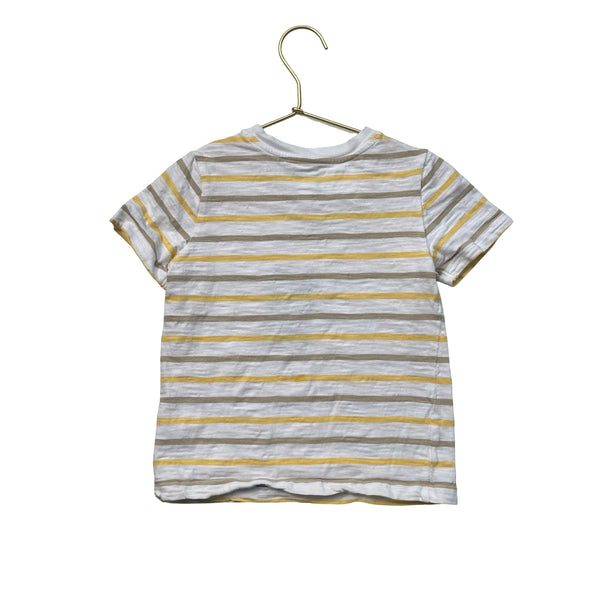 Janie and Jack Ivory, Tan & Yellow Striped Pocket Tee - Size 4