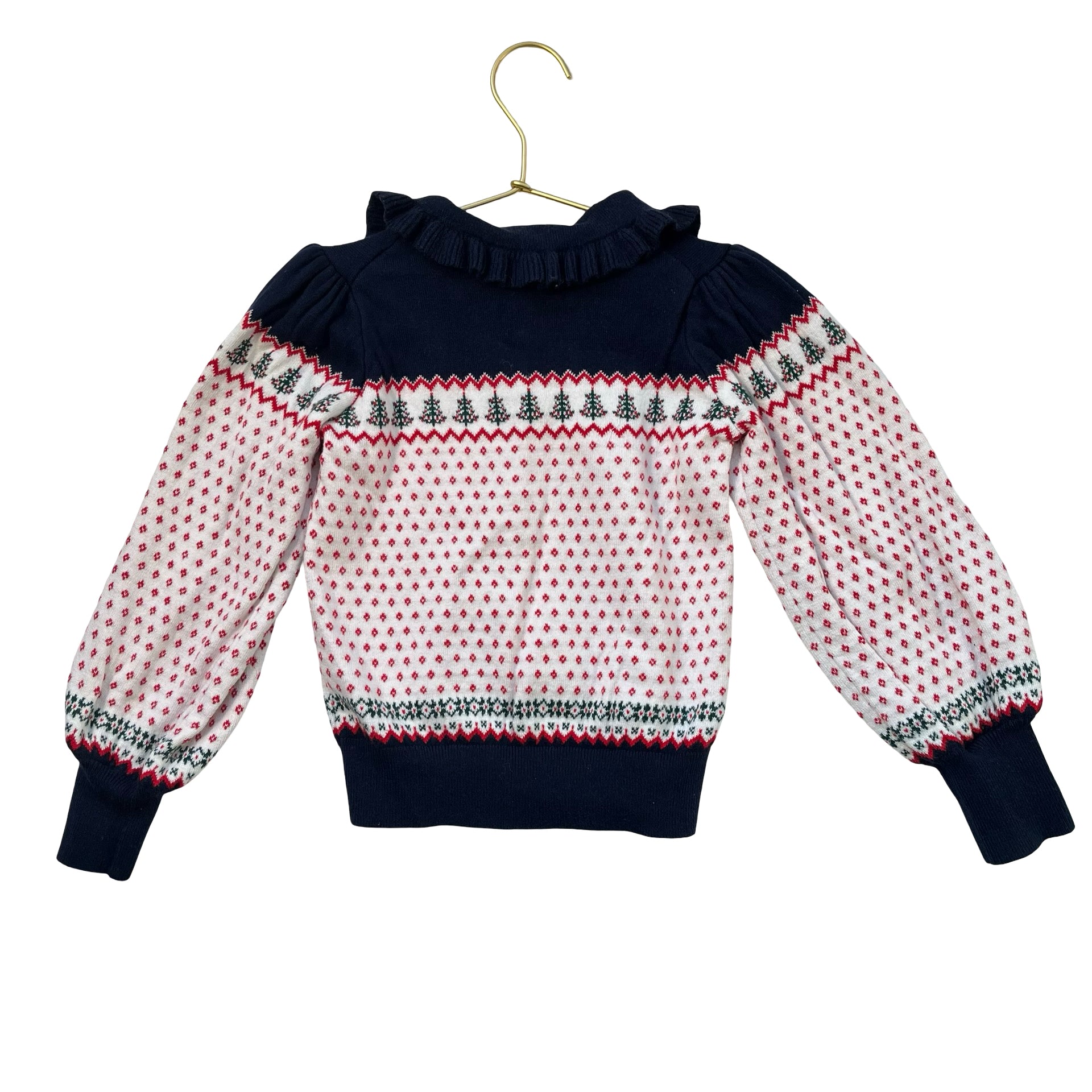 Janie and Jack Christmas Tree & Pattern Polo Sweater - Size 5
