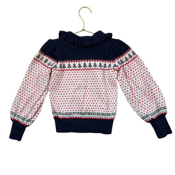 Janie and Jack Christmas Tree & Pattern Polo Sweater - Size 5
