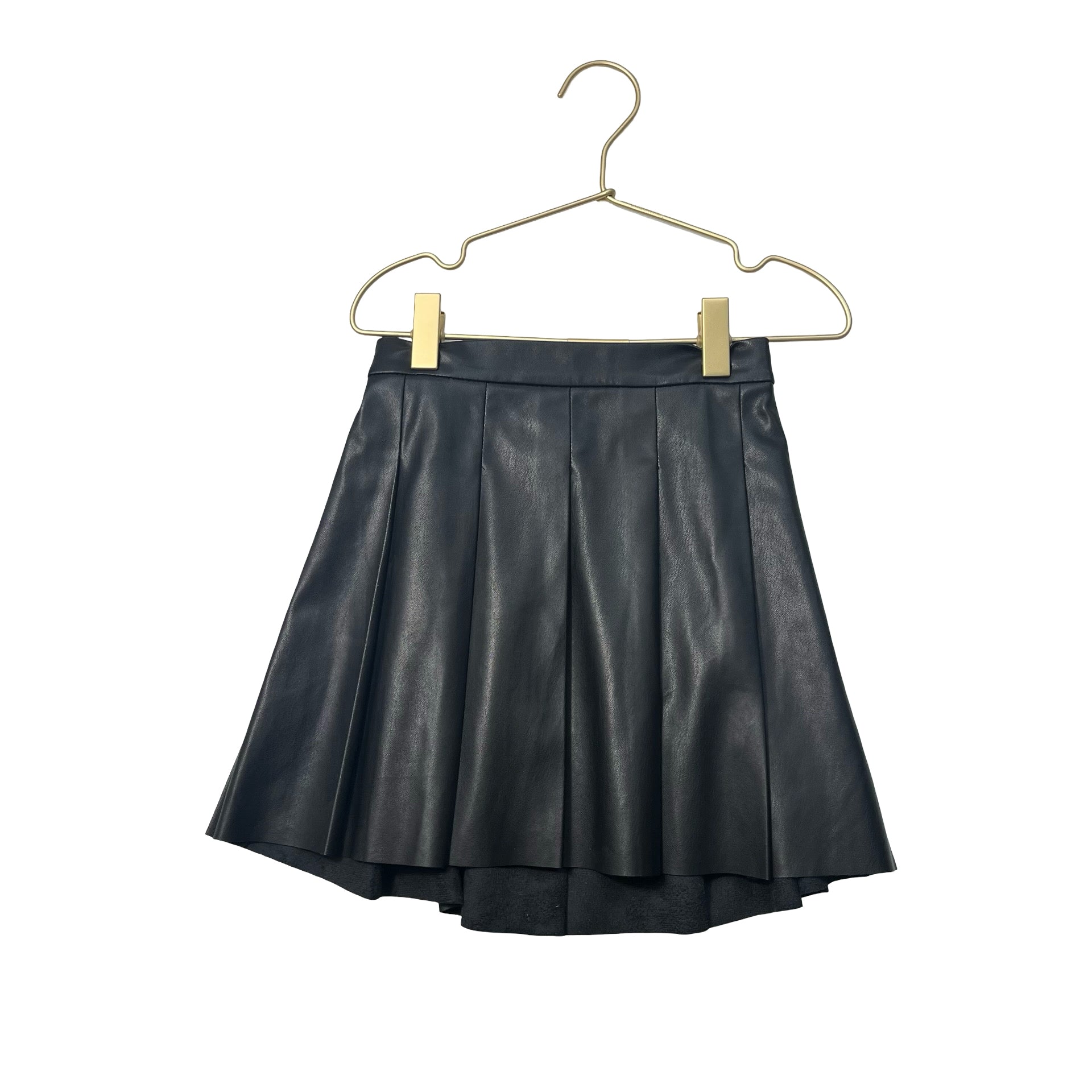 Crewcuts Black Faux Leather Pleated Skirt - Size S 6-7