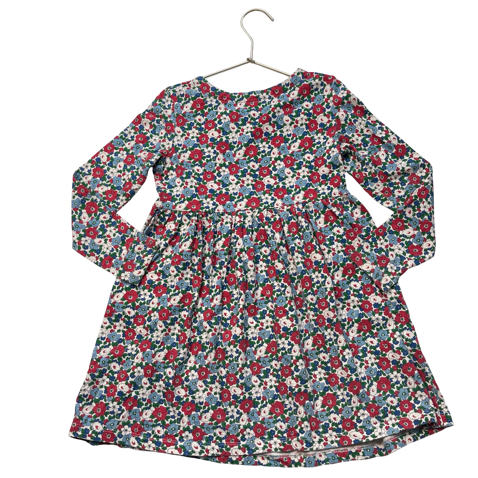 Mini Boden Ivory, Red, Blue Floral Print Dress - Size 7-8Y