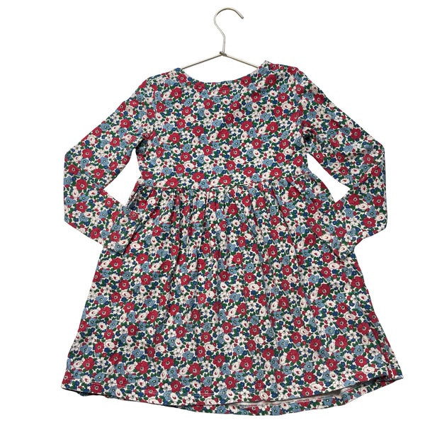 Mini Boden Ivory, Red, Blue Floral Print Dress - Size 7-8Y