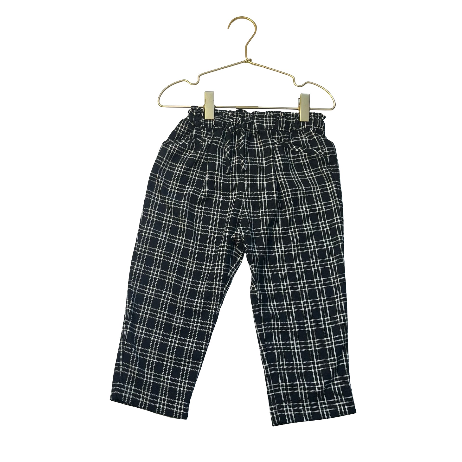 Zara Black & Ivory Plaid Flannel Pants - Size 3-4