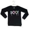 Chaser Black Fuzzy 'Boo!' Halloween Top  - Size 7