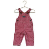 OshKosh Jersey-Lined Red & White Striped Denim Overalls - Size 9 Mo