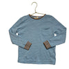 Mini Boden Blue Shirt, Brown Trim - Size 6-7Y