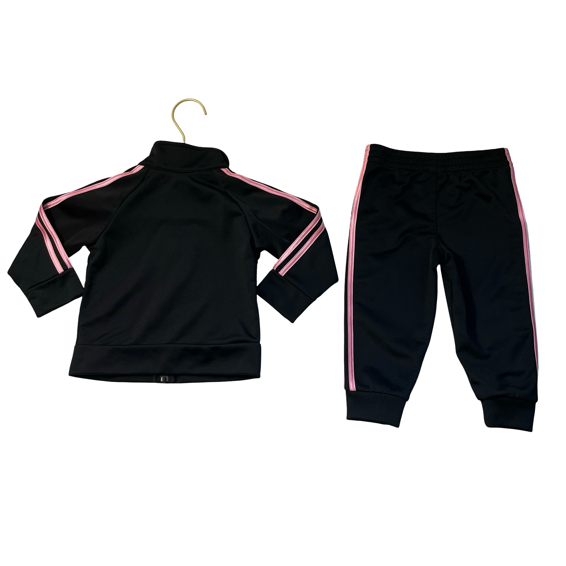 Adidas Black & Pink Track Suit Set - Size 12 Mo