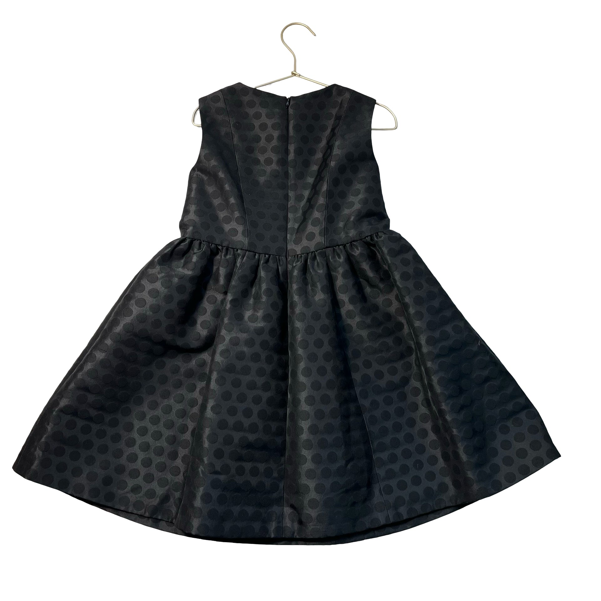 Brooks Brothers Black Polka Dot Taffeta & Velvet Bow Dress - Size 8