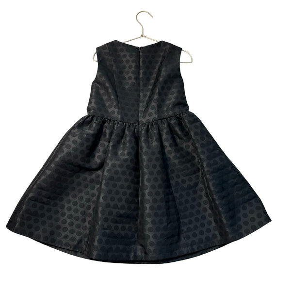 Brooks Brothers Black Polka Dot Taffeta & Velvet Bow Dress - Size 8