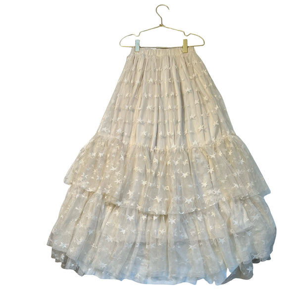Mia Joy Ivory Tulle Star Long Skirt - Size 7