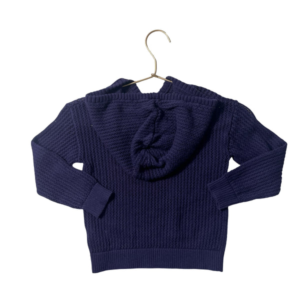 Cat & Jack Navy Flag Hooded Crochet Sweater - Size 4T