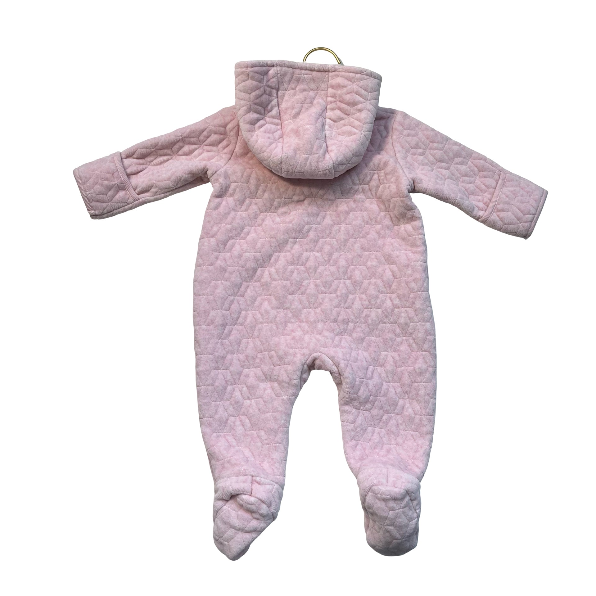 Nordstrom Pink Quilted Velour Footed Bunting - Size 6 Mo