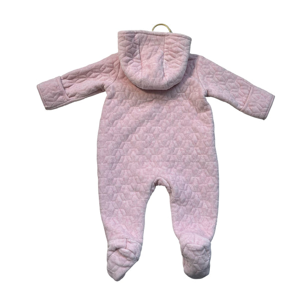 Nordstrom Pink Quilted Velour Footed Bunting - Size 6 Mo