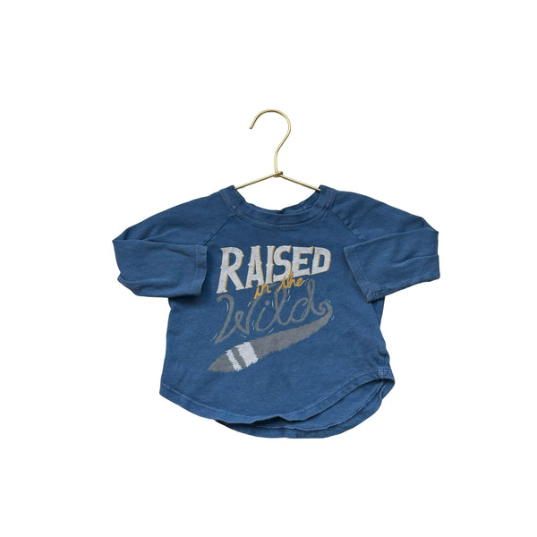 Tiny Whales Blue 'Raised in the Wild' Long Sleeve T-Shirt - Size 12-18 Mo