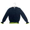 Crewcuts Navy Cardigan Sweater, Neon Trim - Size 6-7