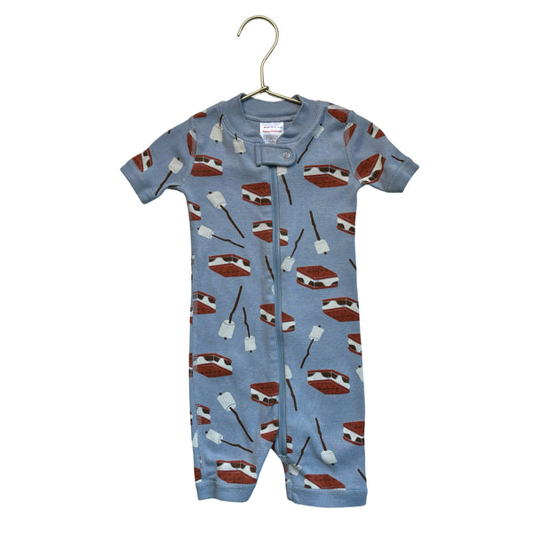 Hanna Andersson Light Blue S'Mores Print One-Piece PJs - Size 18-24 Mo