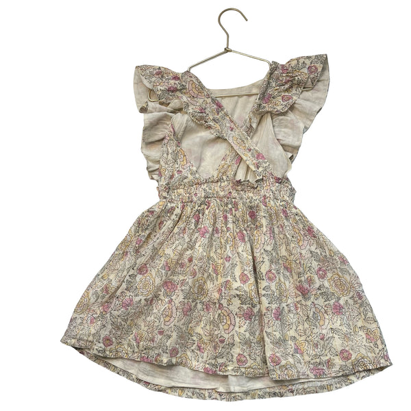 Louis Louise Ivory Floral & Metalic Striped Dress - Size 6