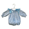 Stitchy Fish White & Blue Floral Smocked Bubble Romper - Size 12 Mo