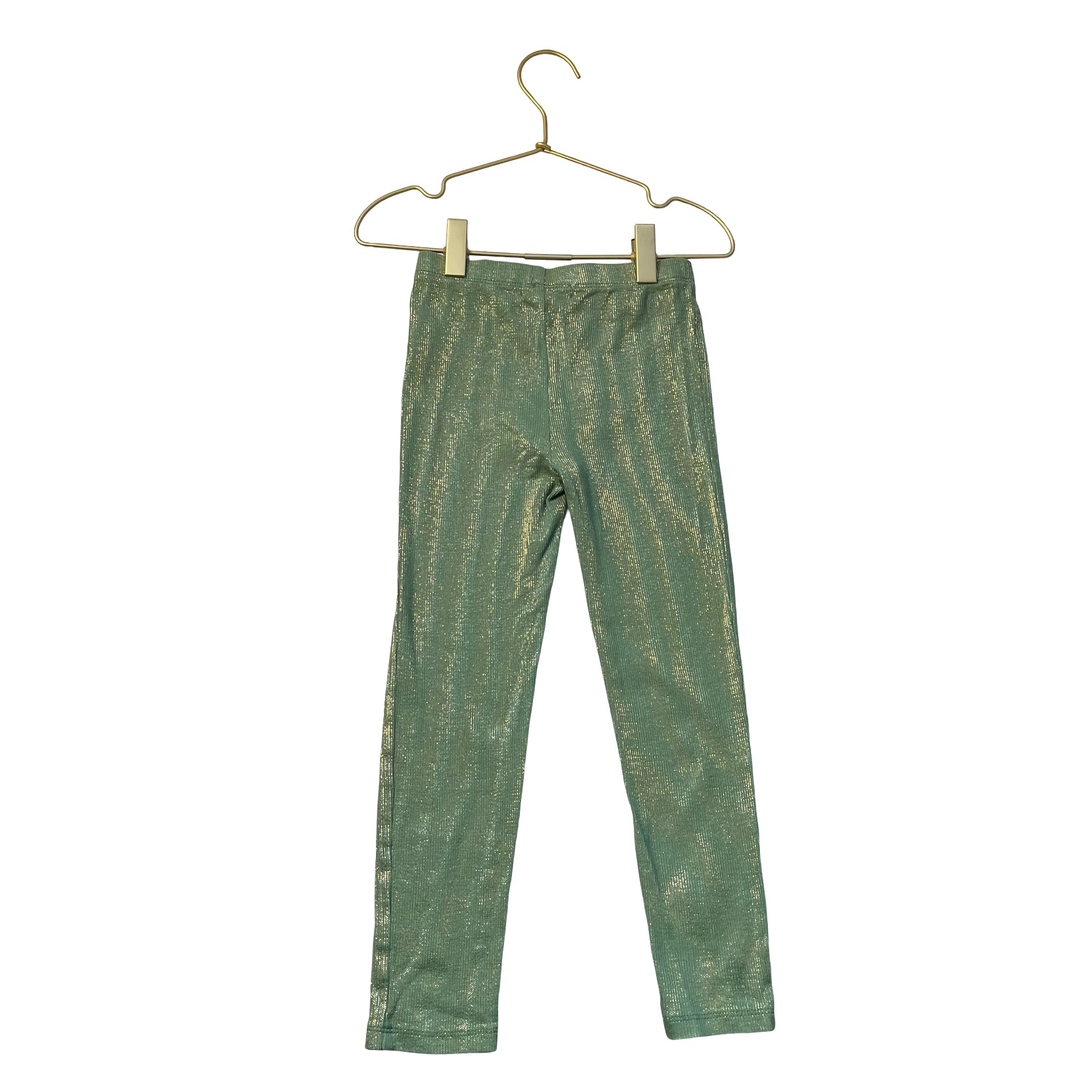 Peek Green & Gold Metallic Leggings - Size 4-5
