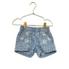 Cat & Jack Light Wash Denim Jean Shorts, White Embroidered Flowers - Size 4T