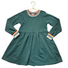Hanna Andersson Green & Striped Trim Sweatshirt Dress - Size 6/7