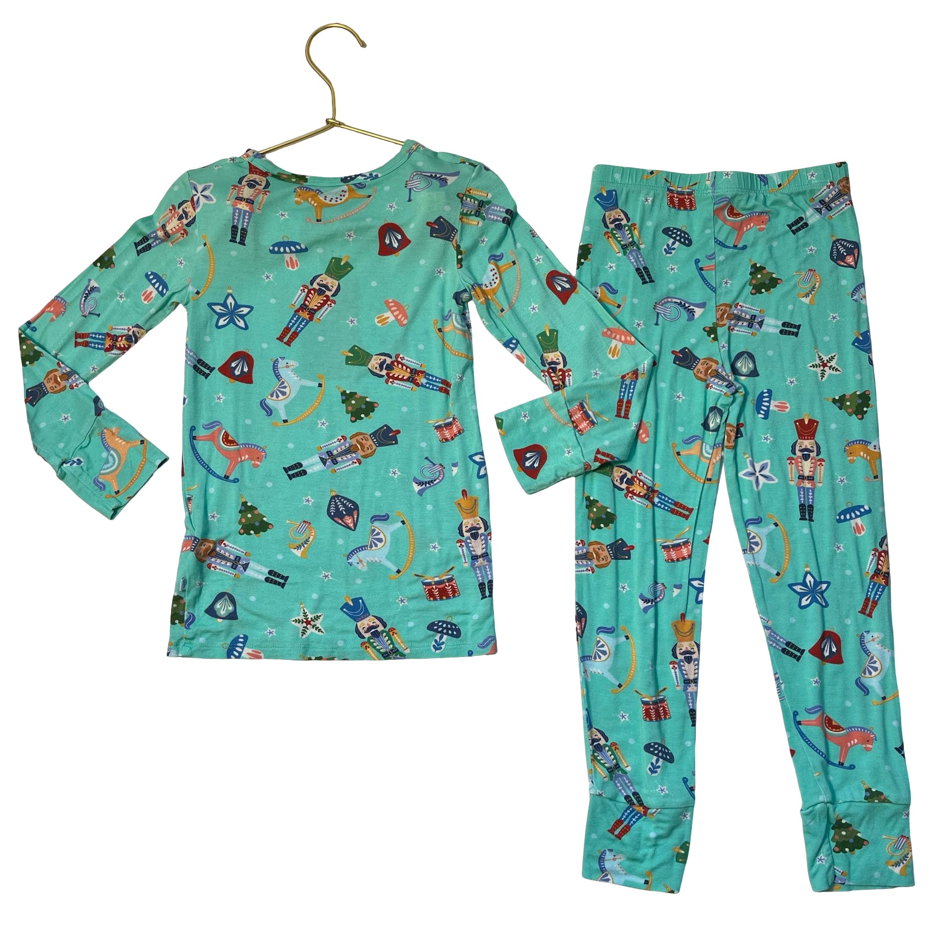 Posh Peanut Teal Nutcracker Print 2 Piece PJs - Size 6