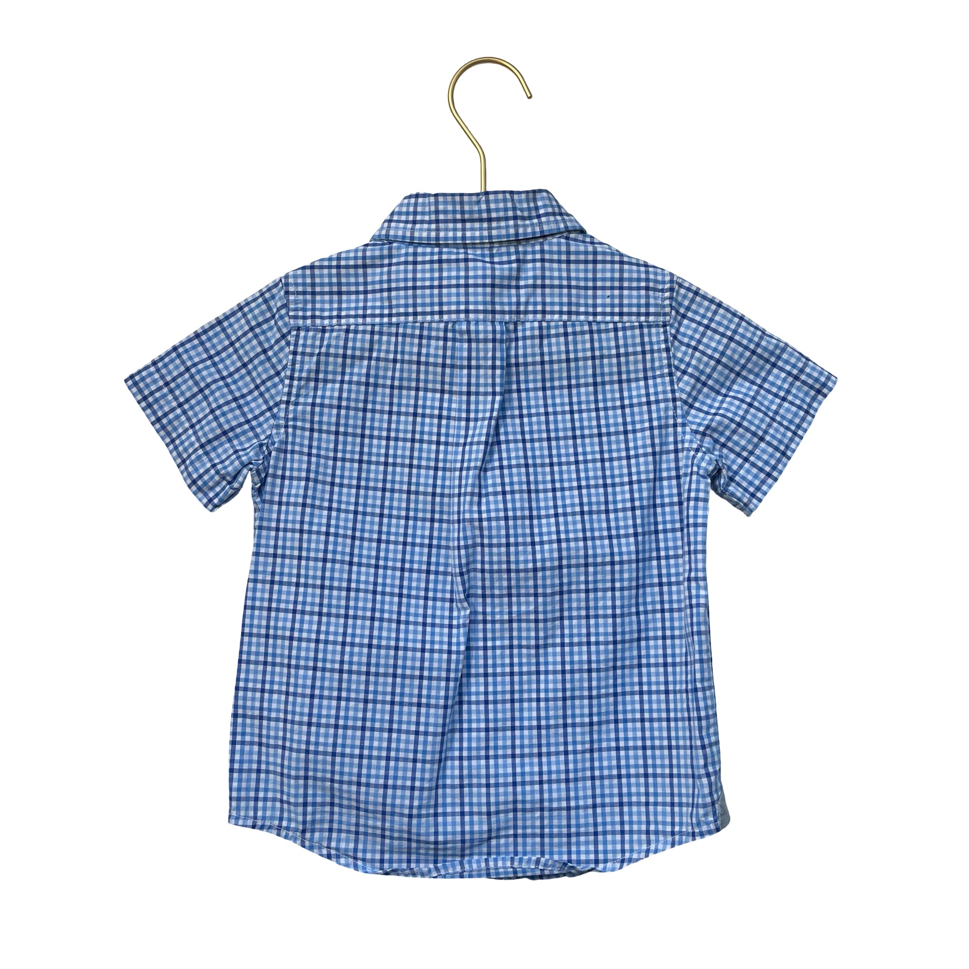 Janie and Jack Blue Check Button Down Shirt - Size 3