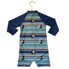 UV Skinz Blue Striped Bird Print Rash Guard Swim Suit Romper - Size 2T