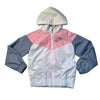 Nike White, Pink, Gray Hooded Windbreaker Jacket - Size 7