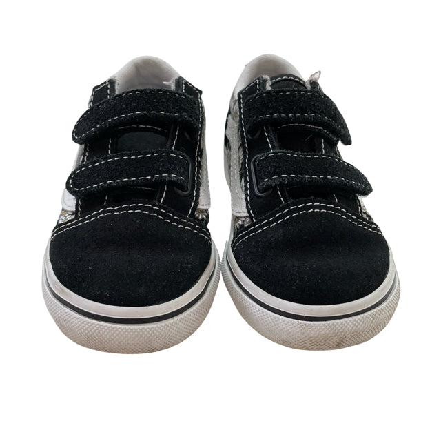 Vans Black Daisy Print Velcro Sneakers - Size 8.5