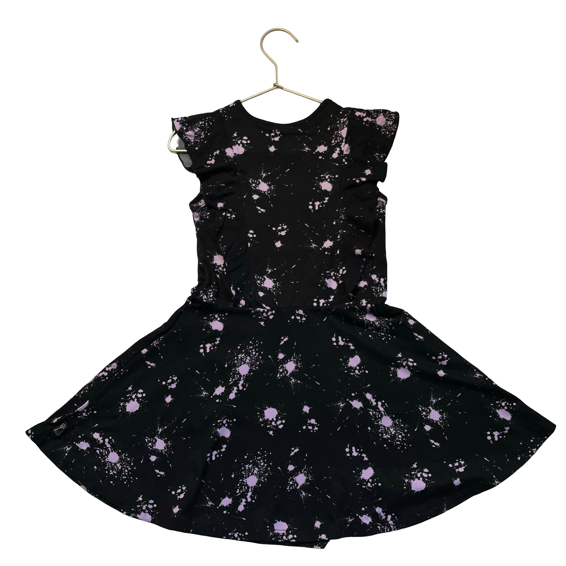Pixie Lane Black & Purple Splatter Print Dress - Size 5