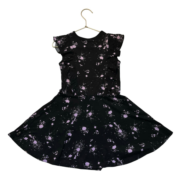 Pixie Lane Black & Purple Splatter Print Dress - Size 5
