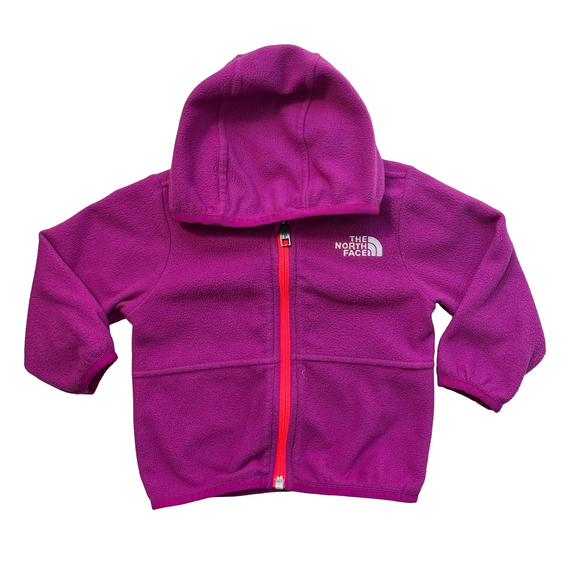 North Face Fuschia Fleece Hooded Jacket - Size 6-12 Mo
