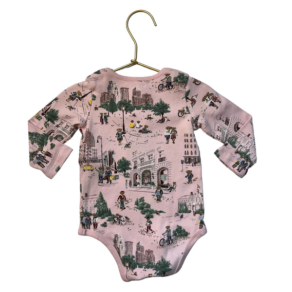 Ralph Lauren Pink City Polo Bears Print Onesie Bodysuit - Size 9 Mo