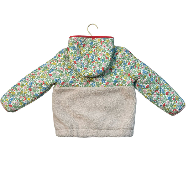 Mini Boden Sherpa & Floral Quilted Jacket = Size 5-6Y