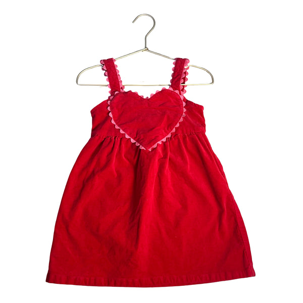 Gymboree Red Velvet Heart Overall Dress - Size 3T