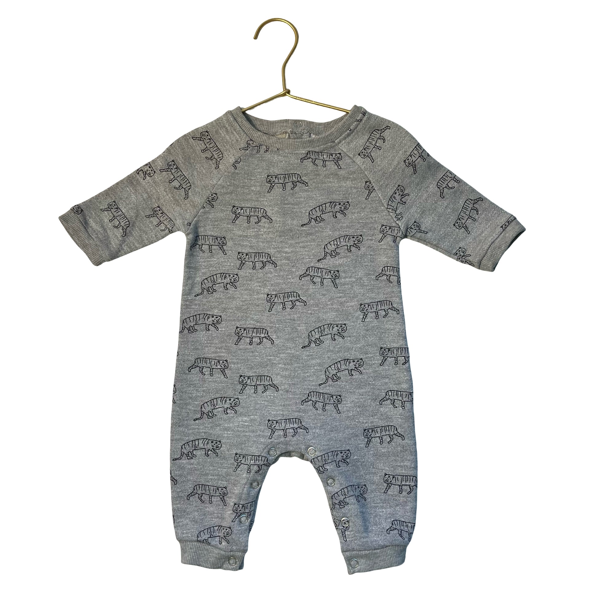 Egg Gray Tiger Print Sweatshirt One-Piece - Size 6 Mo